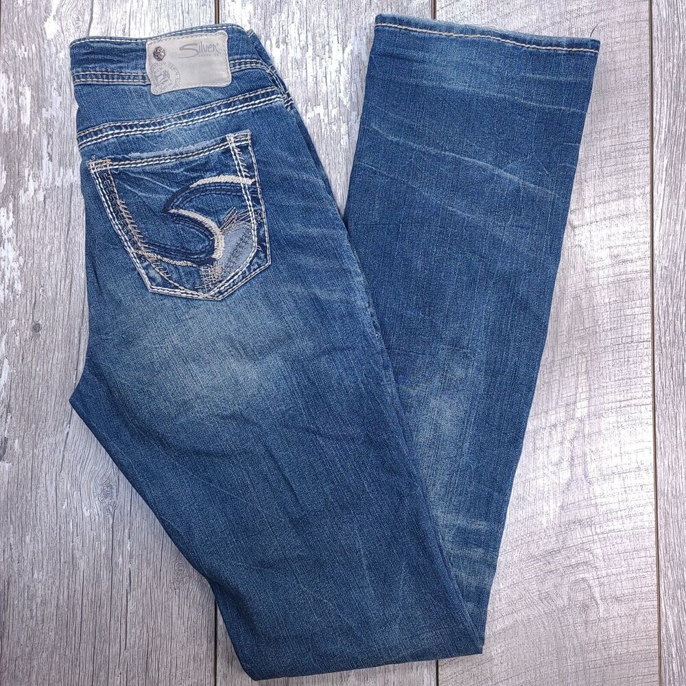 Silver Womens Denim Suki Jeans Size 29x37 Slim Bootcut Boot High Rise Pants